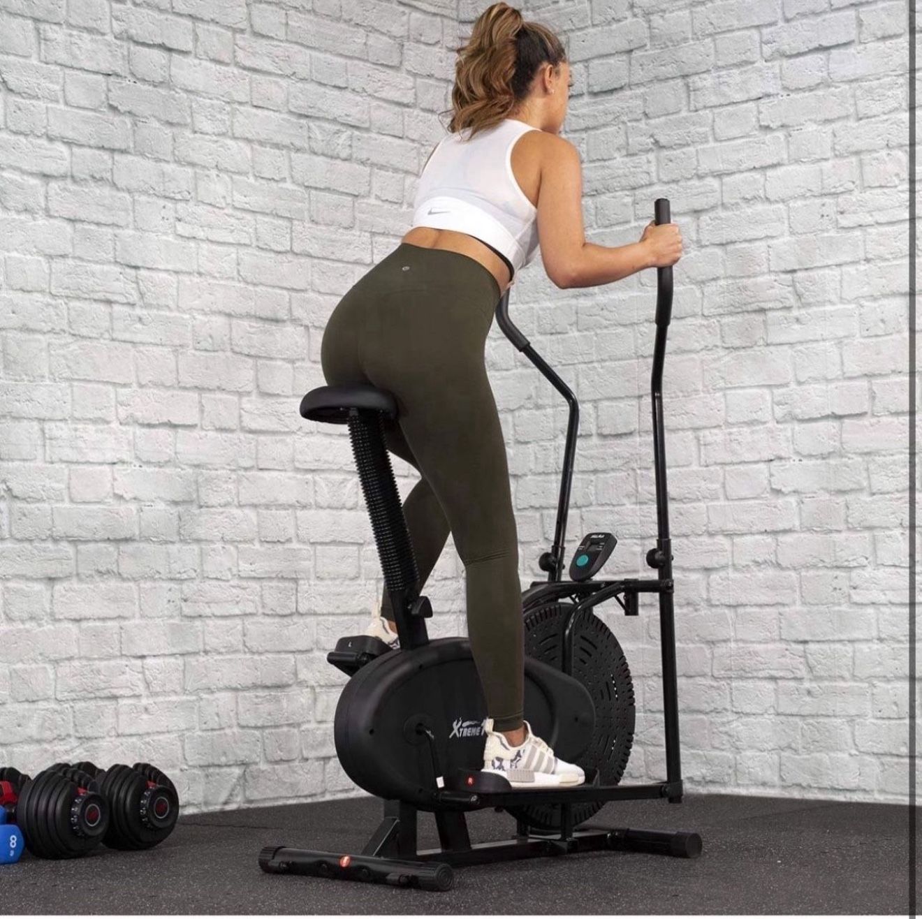 Dual Action Elliptical Fan Bike Cross Trainer Air Resistance System Machine Exercise Workout w/LCD Monitor