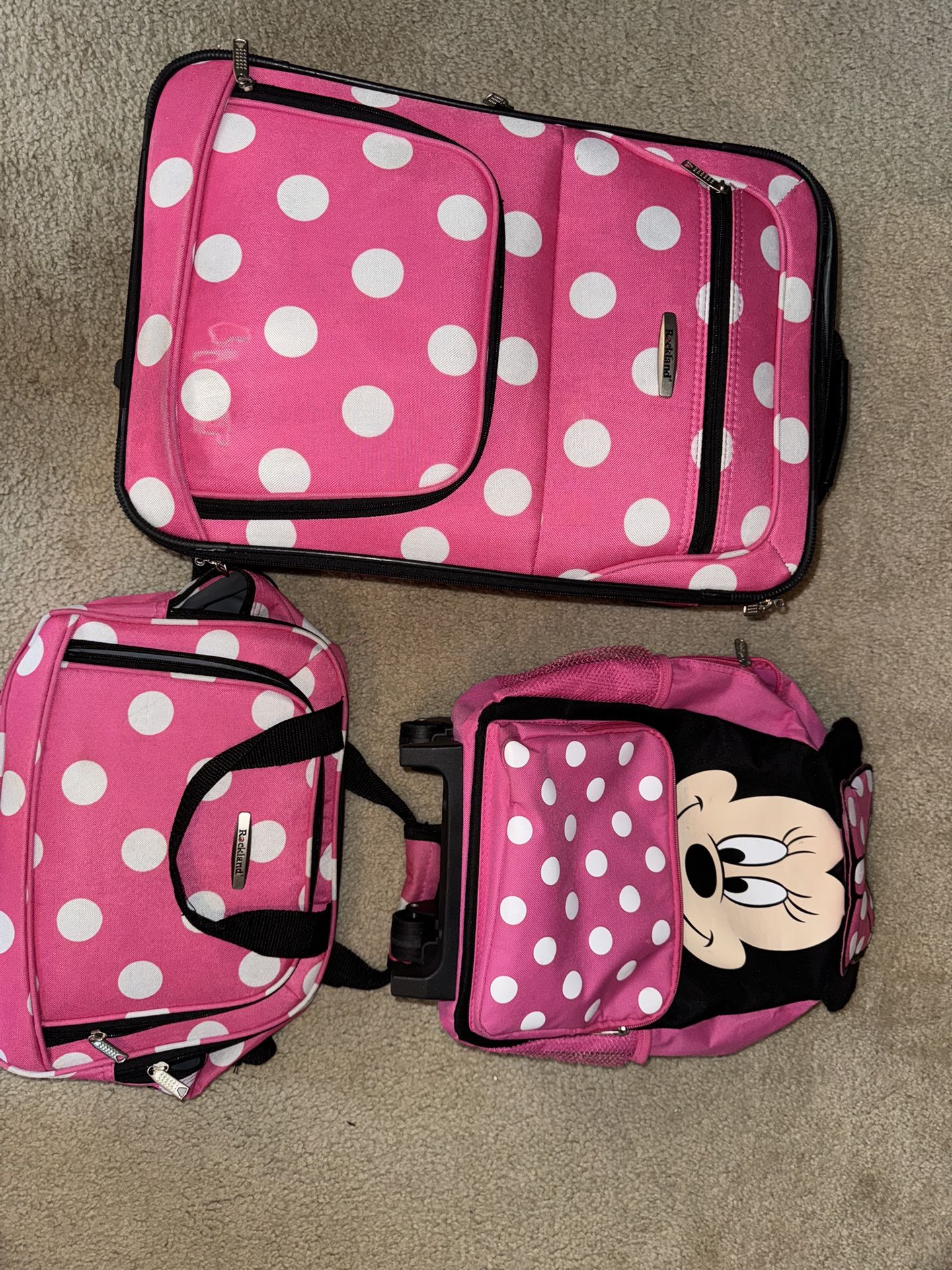 Minnie Mouse Girls Three Piece Luggage Set