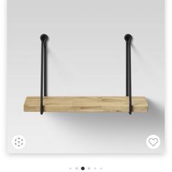 The Wood Wall Shelf with Hanging Wire Natural/Black from Threshold