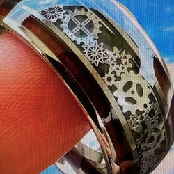 10 mm Wide Men’s Machine Gear Ring. Size 11