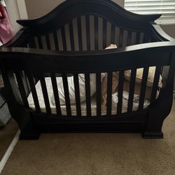 Dark Brown Wood Crib