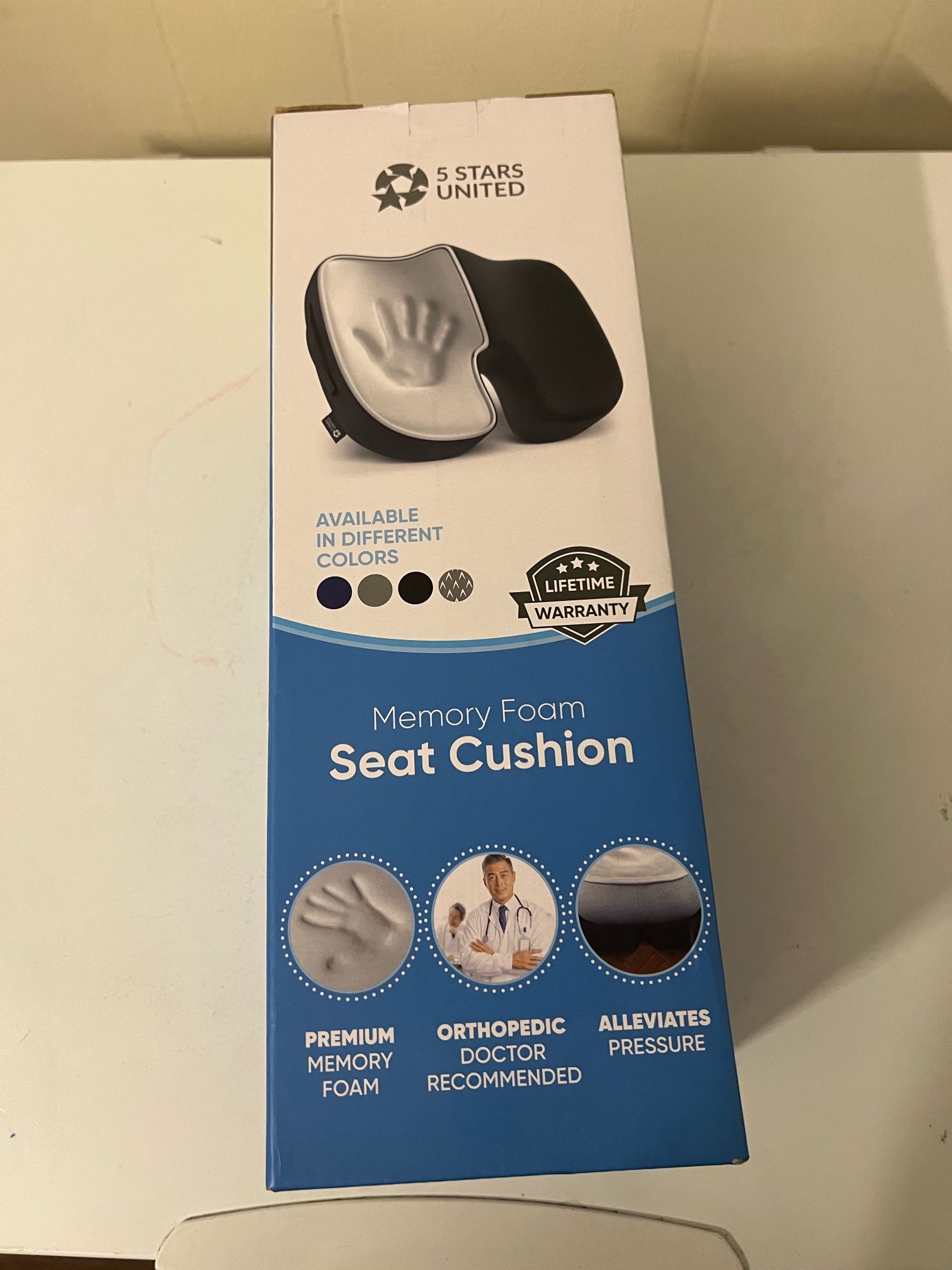 5 STARS UNITED Seat Cushion for Tailbone Pain Relief – Memory Foam Cushion