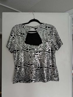 Black And Silver Sequin Top