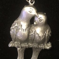 Romantic Silver Love Birds Pendant 17” Necklace Chain