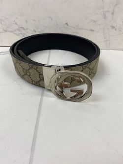 Authentic Gucci Reversible GG Supreme Belt – Silver Buckle – Size 90/36 (A1G005070)