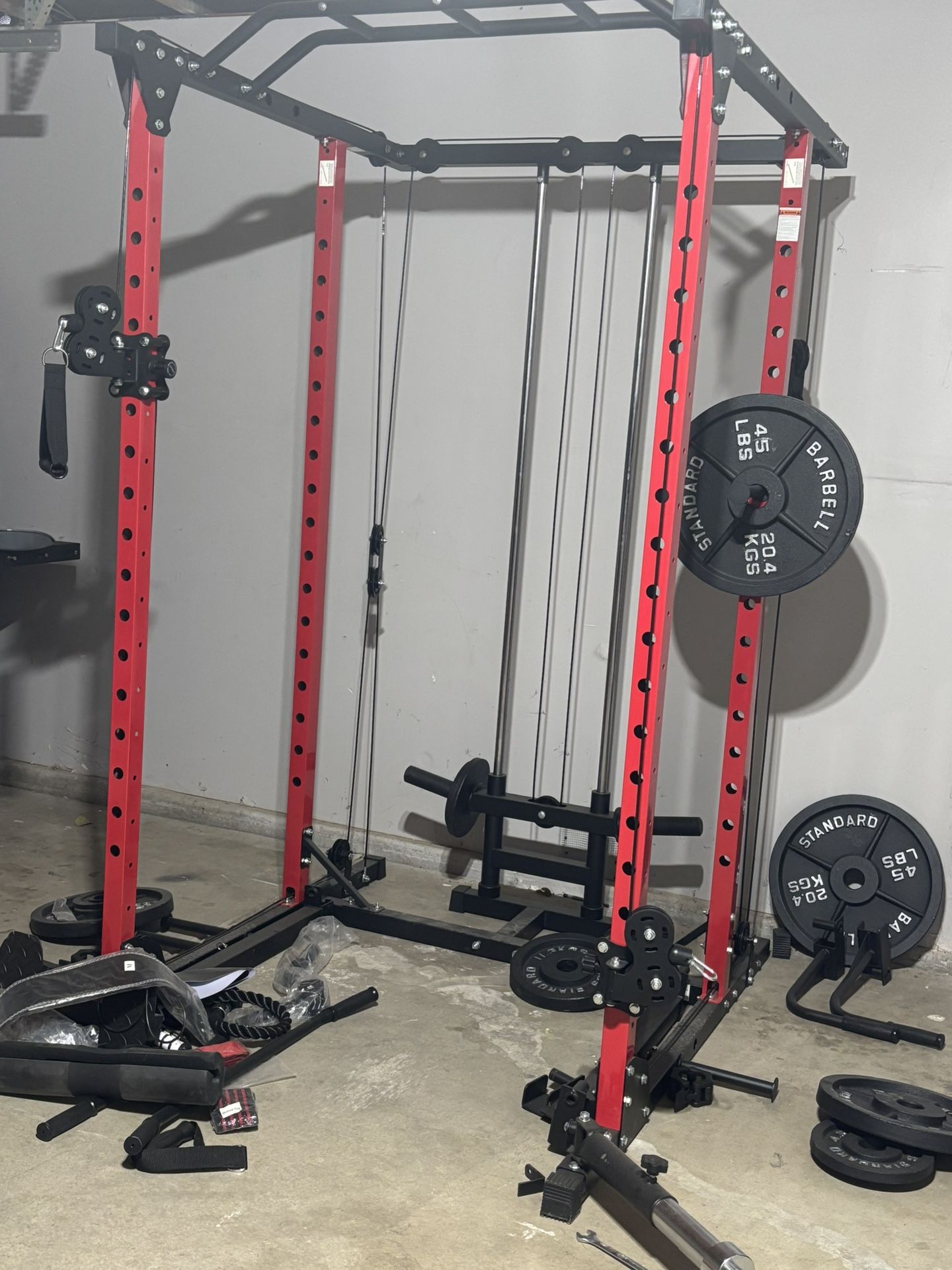 Major Fitness Power Rack With Barbell And 245 Pound Weight Set