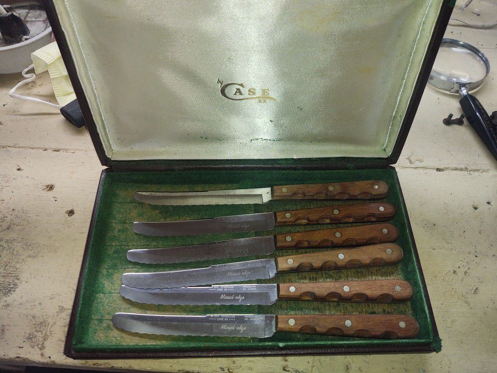 Set of 6 case double x miracle edge stainless steel steak knives