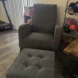 Gray rocking chair & foot rest 
