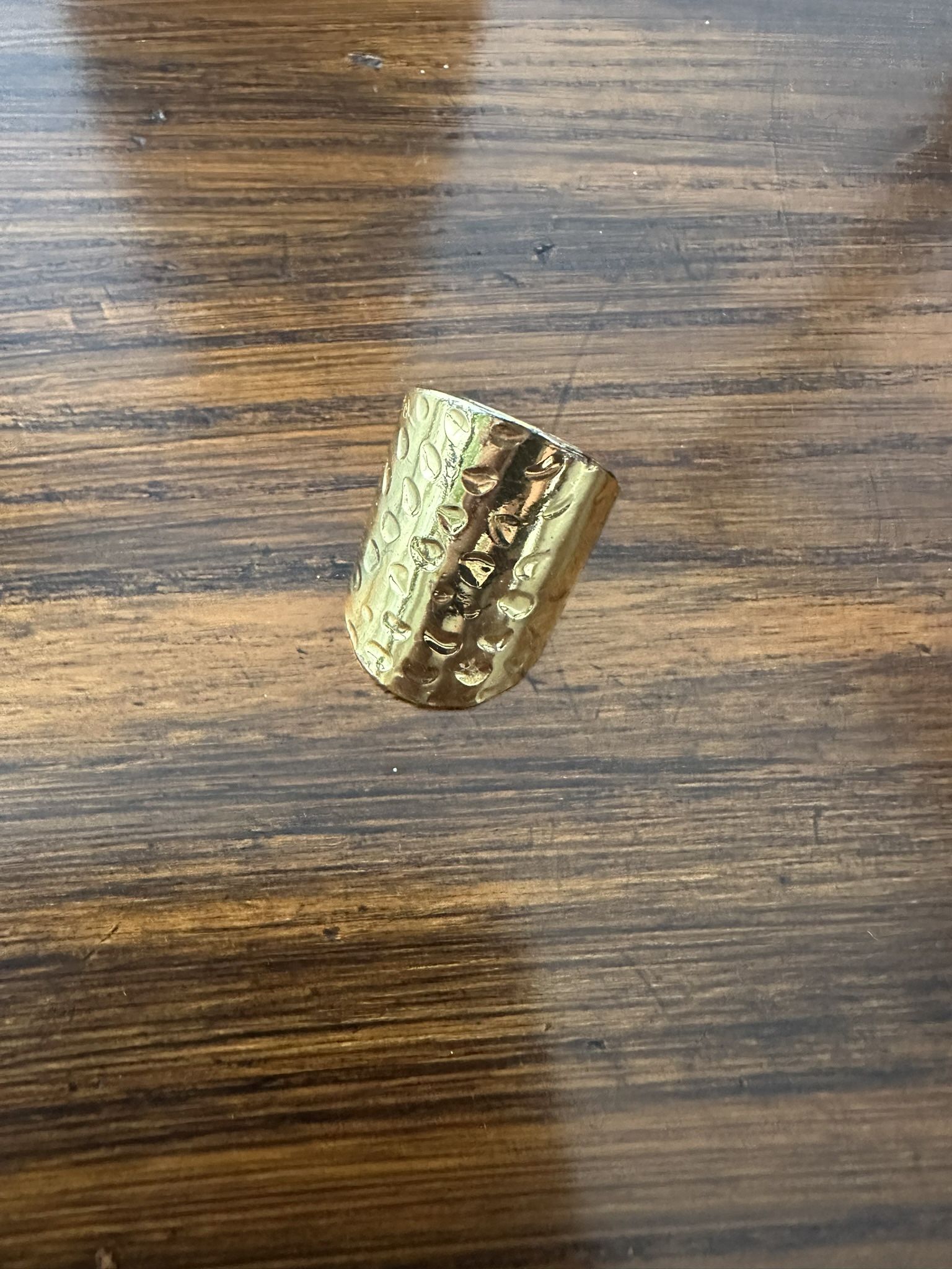 NEW adjustable gold plated brass hammered dimpled statement ring