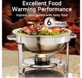 Commercial 5QT Round Chafing Dish Set, 2 Pack Stainless Steel Chafing Dish Buffet Set with Glass Lids