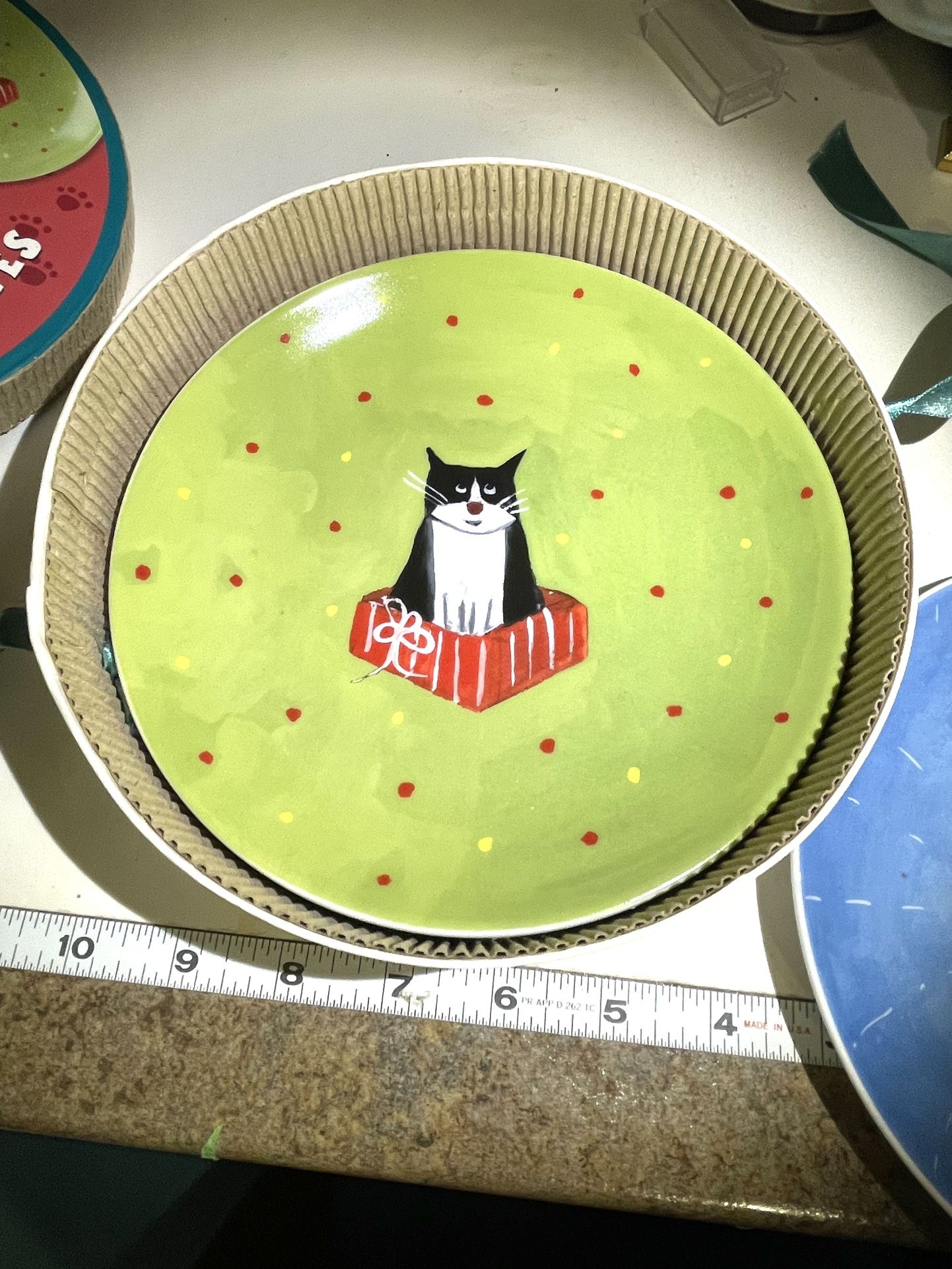 Set Of Holiday Cat Plates