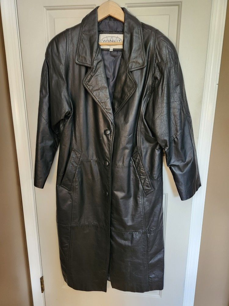 Long Black Leather Coat