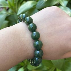 12mm Green Jade Bracelet 