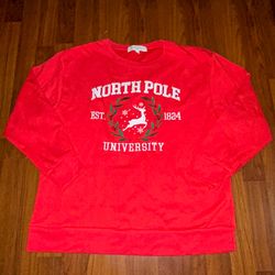 State of Mind North Pole University Embroidered Sweatshirt Size Large