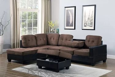 New Sectional with Storage Ottoman