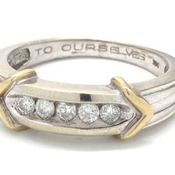 Mens White/Gold Diamond Band