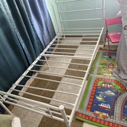 Metal Bed Frame Solid 6 Legs Two Headboards Mattress Foundation Steel Support No Box Spring Needed Sturdy Under-Bed Storage,Twin Size Beds for Kids Ad