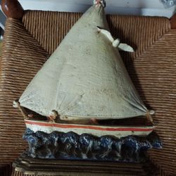 Vintage Cast Iron Sailboat Doostop