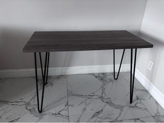Modern Hairpin Leg Desk - Dark Wood Top, Black Metal Legs - 4 Months Old
