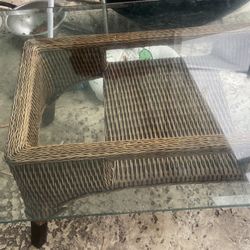 Glass Wicker Coffee Table