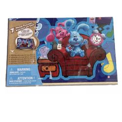 Nickelodeon Blues Clues and You - 7 Wood Puzzles and Storage Tray NEW & SEALED