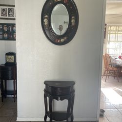 Small Wood Side Table With Mirror