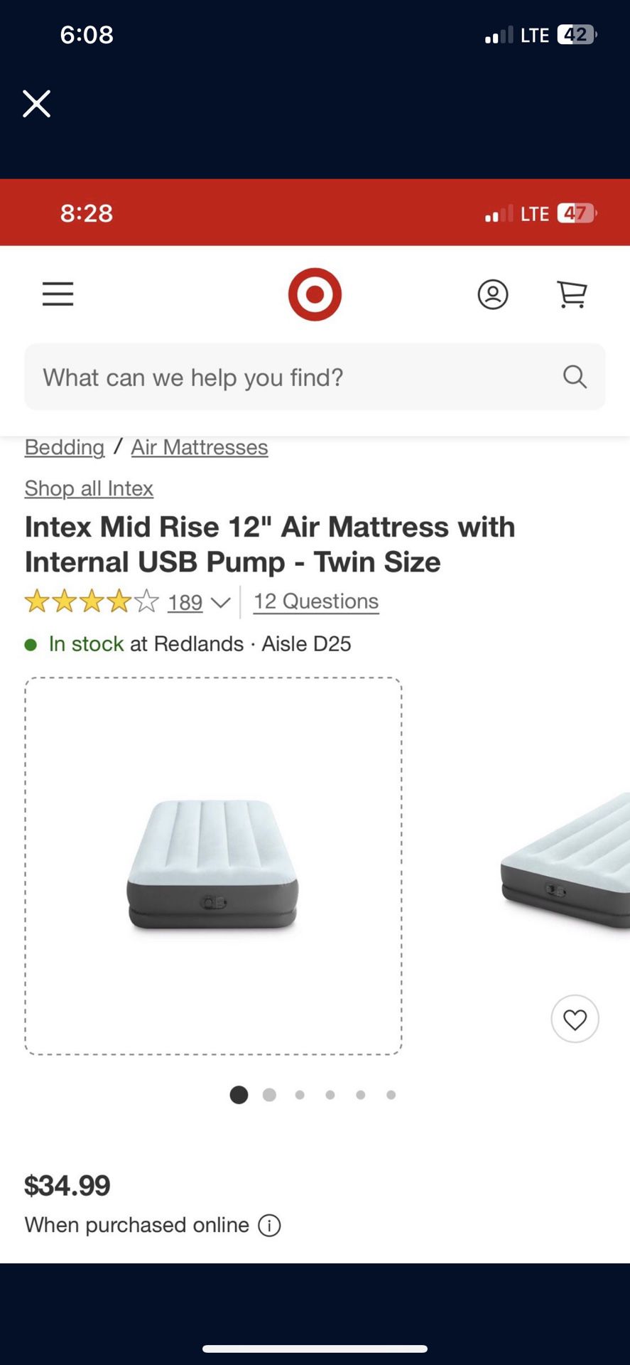 Intex Mid Rise Airbed