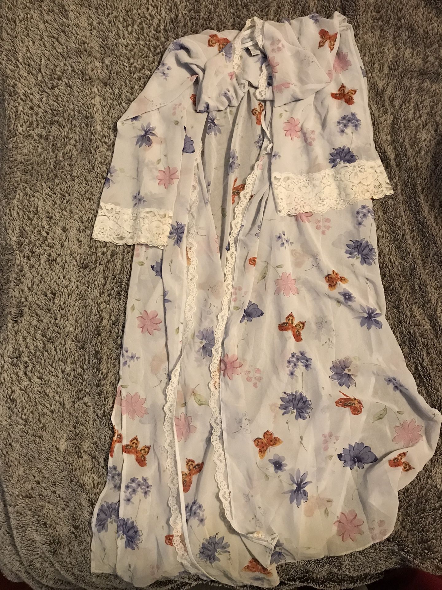 Blue Sheer Butterfly Night Gown/robe 
