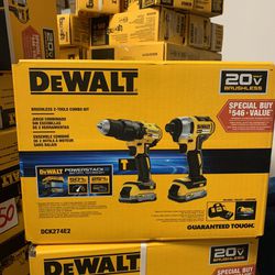 DEWALT 20V MAX Drill and Impact Driver, Power Tool Set, 2 POWERSTACK Batteries Included (DCK274E2)