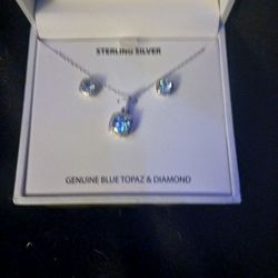 Blue Topaz Necklace + Earring Set