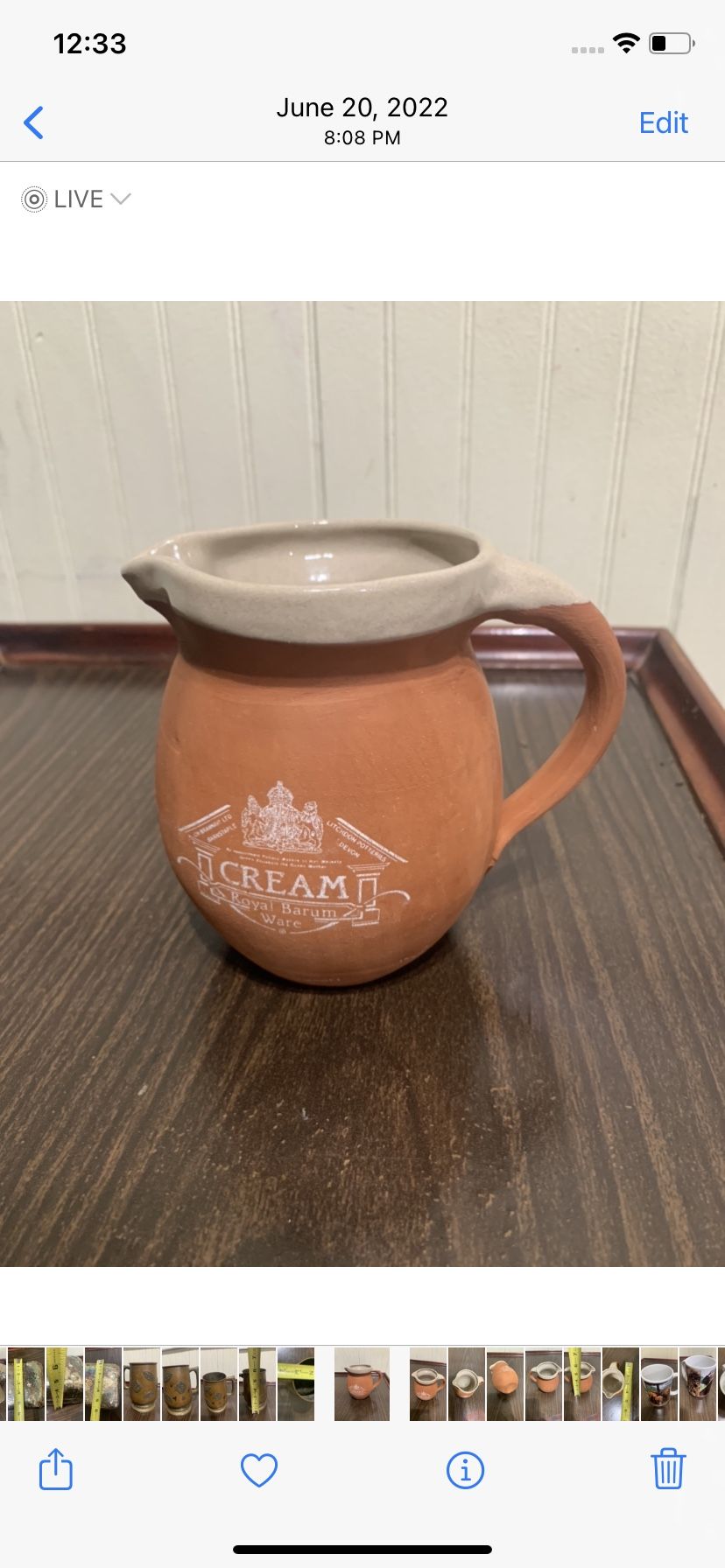 Vintage Royal Barum Ware Terracotta 11.5cm Jug For Cream/flowers