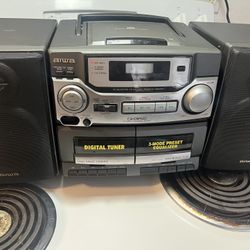 Vintage 1997 Aiwa CA-DW420 CD Carry Component System Double Cassette Tested