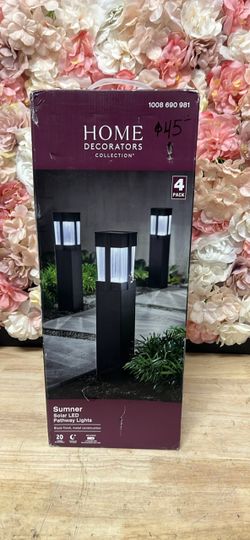Home Decorators Collection Sumner 20 Lumen Black LED Weather Resistant Outdoor Solar Path Light with Glass Lens (4-Pack)