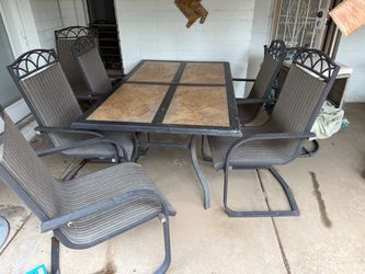 Patio table 6 chairs.