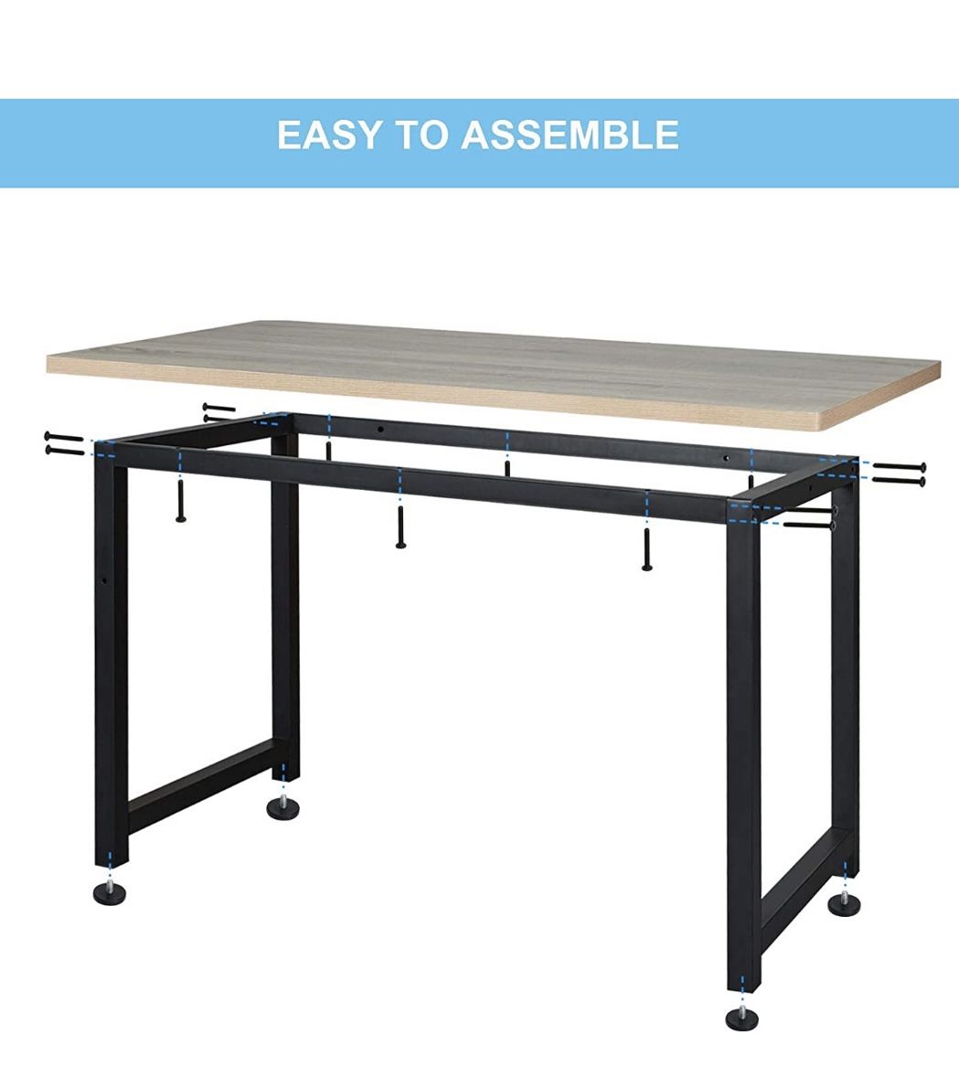 Computer Desk 47 Inch Modern Sturdy Office Desk, Heavy Duty Writing Study Desk for Home Office with Extra Thickened Frame & Strong Legs (Black+White)