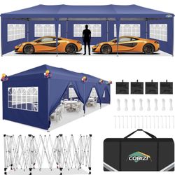 10 x 30 ft Party Tent with 8 x 10 x 30 Inch Walls, Pop-Up Party Tent, Waterproof, UPF 50+, Commercial Event Tent