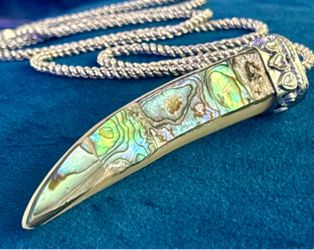 Abalone Shell Tusk Pendant Necklace