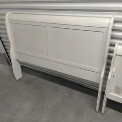 White Wood Full Size Sleigh Bed Frame