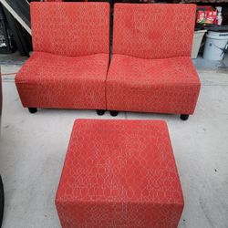 Two Chairs And Ottoman 