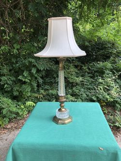 Antique Brass and Cut Glass Lamp