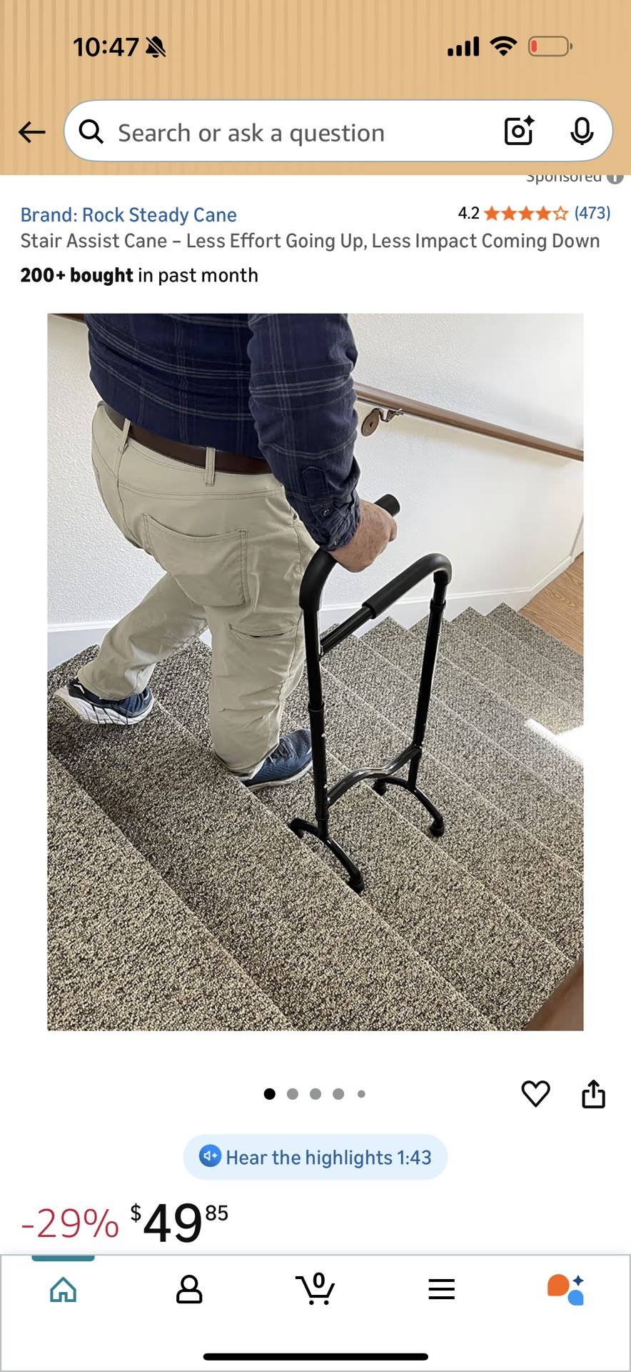 Stair Assist Cane For Seniors 