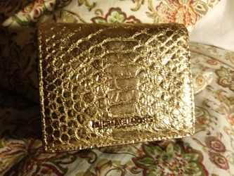 Authentic New Michael Kors Flap Card Holder Snake Embossed Leather