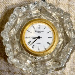 Vintage Waterford octagonal Crystal Desk Clock/paperweight