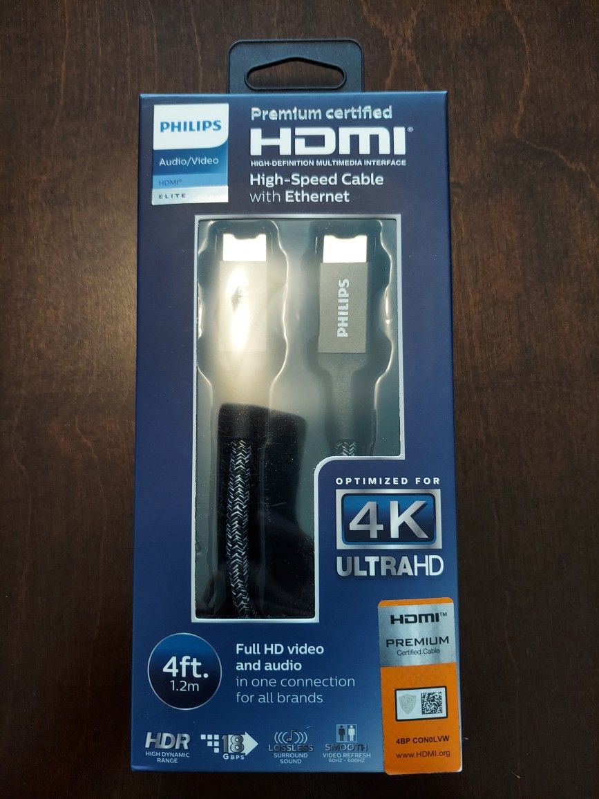 Phillips Premium Certified 4 ft HDMI Ultra 4K High Speed Cable w/ Ethernet