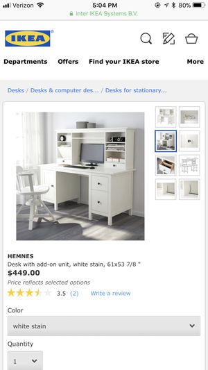 Hemnes Desk With Add On Unit White Stain 61x53 7 8 For Sale In