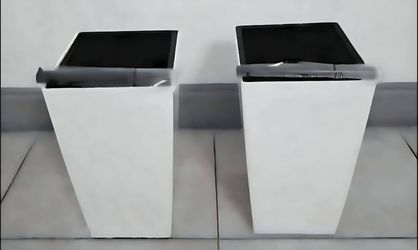 *** JUST REDUCED *** PAIR of 16" White / Black Planters with Irrigation (2 for $35) @ Lasting  Creations