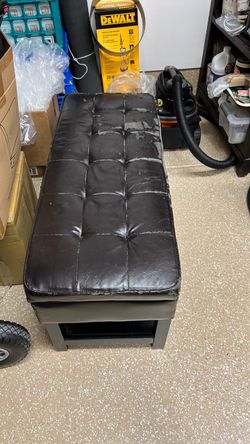 Tufted Faux Leather Storage Ottoman Bench