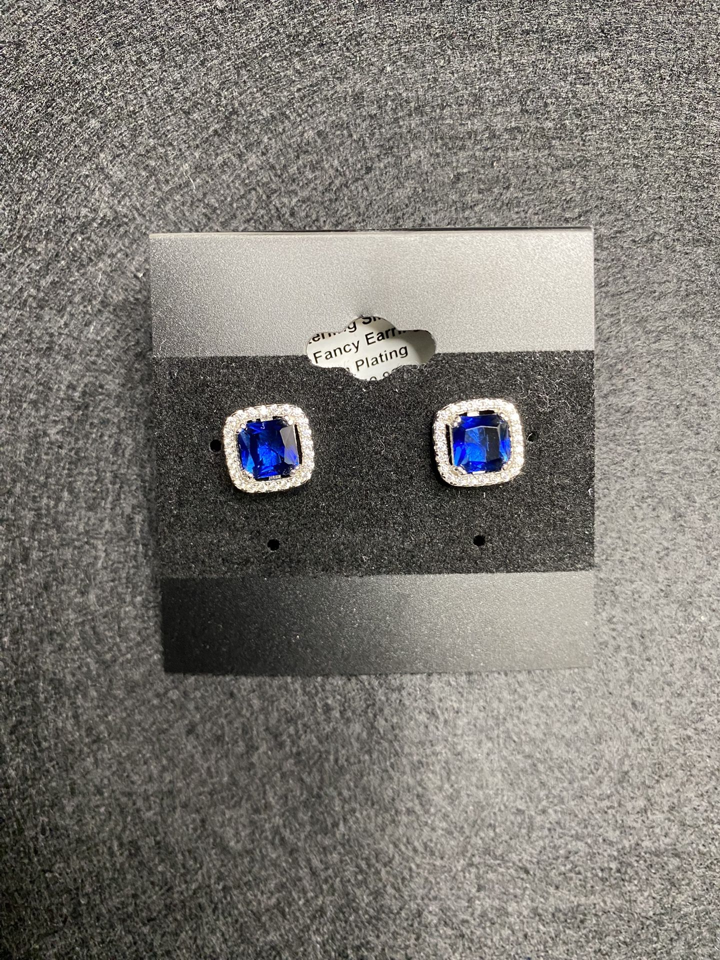 925 Silver blue sapphire cz Earings