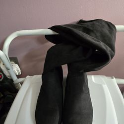 Black Flat Size 7.5 Thigh Hi Boots Faux Suede Boots