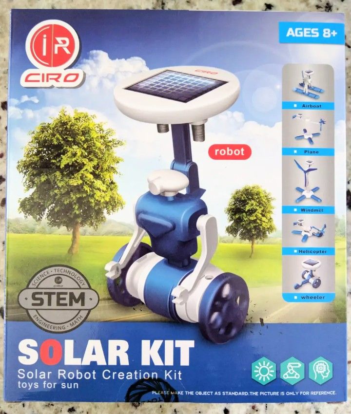 Auney Solar Robot Creation Kit, 6-in-1 Solar Robot Kit for Kids Solar Kit DIY Solar Power, STEM Toys Educational Gift for Kids and Teens, Boys & Girls